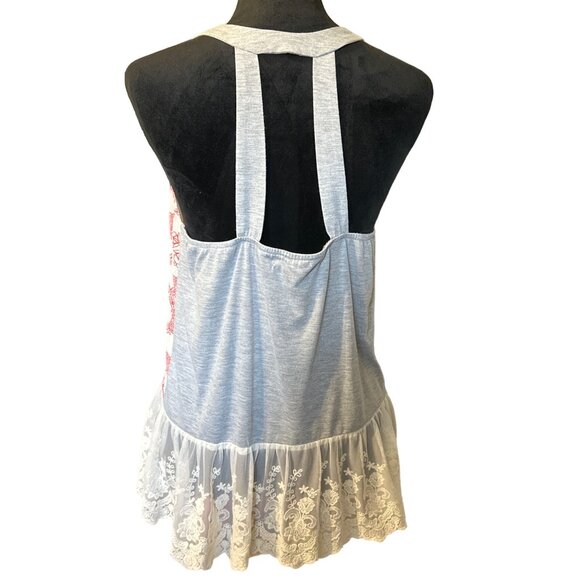 💖Jolt Women's Boho Chic Sleeveless Top With Lace Hem Size L - Picture 4 of 7